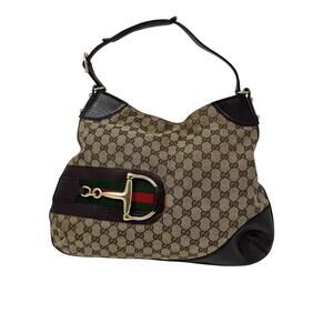 Gucci Jackie Horsebit Hobo Bag GG Canvas Monogram Brown Leather Vintage